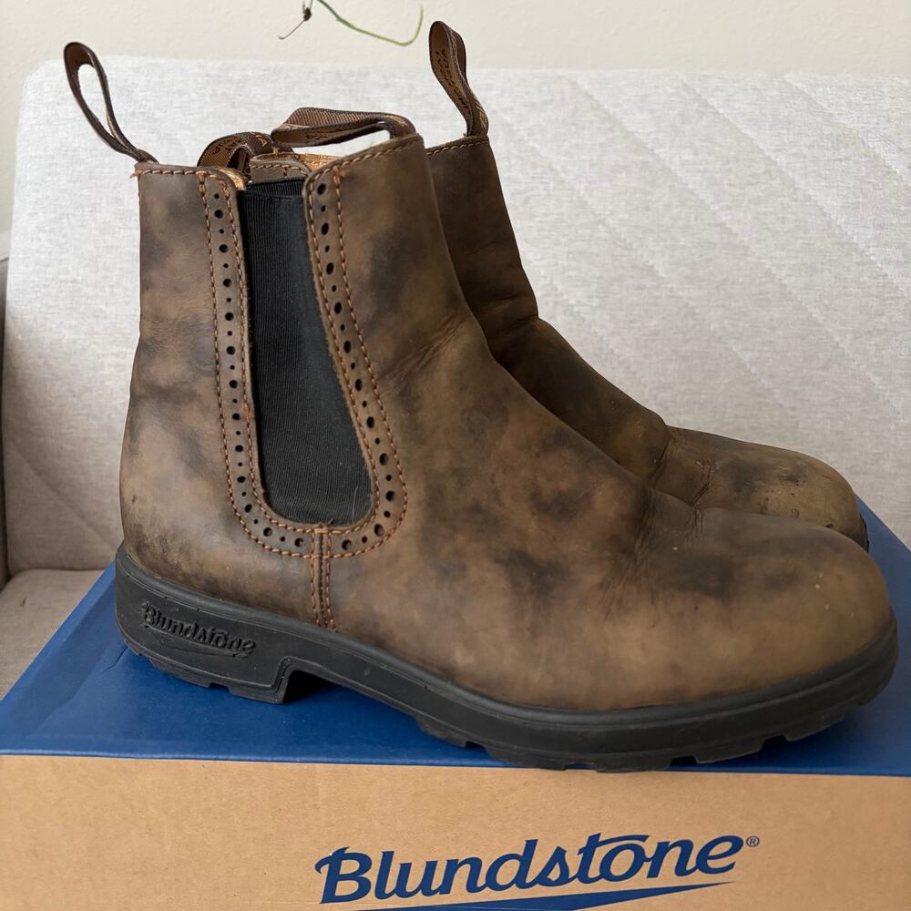 Blundstone Rustic Brown Leather Brogue Chelsea Boots (AU 5.5)